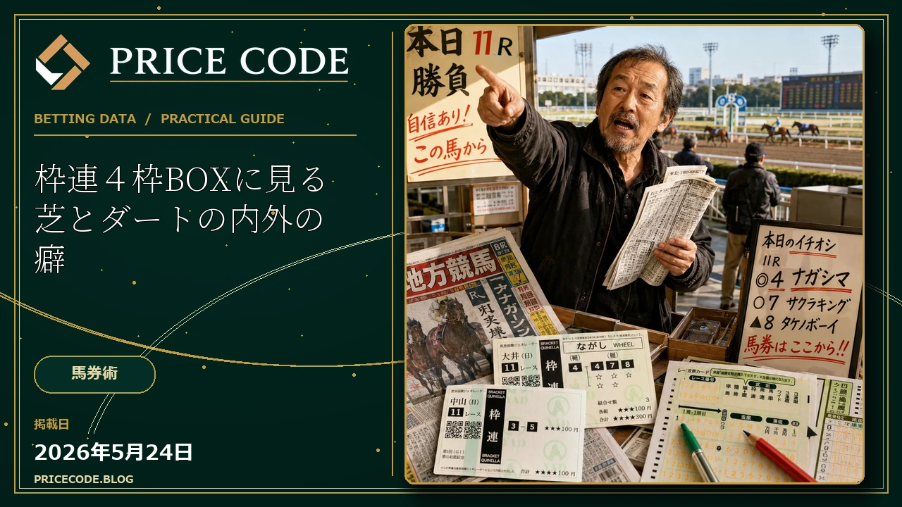 枠連４枠BOXに見る芝とダートの内外の癖