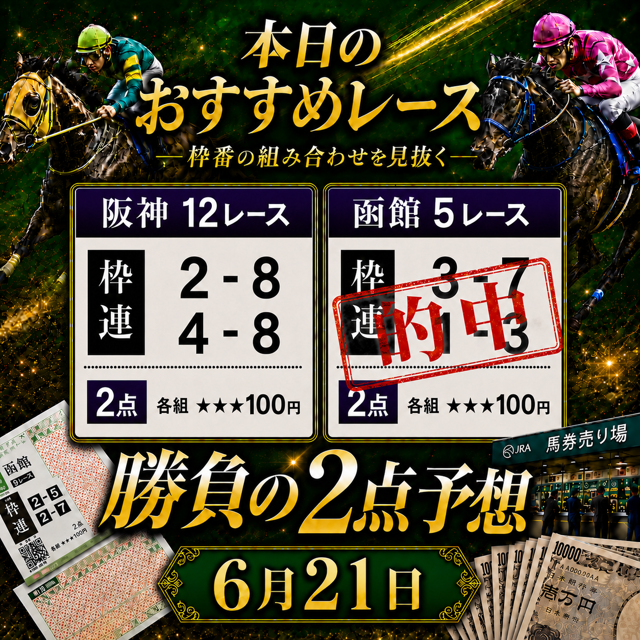 枠連2点6月21日