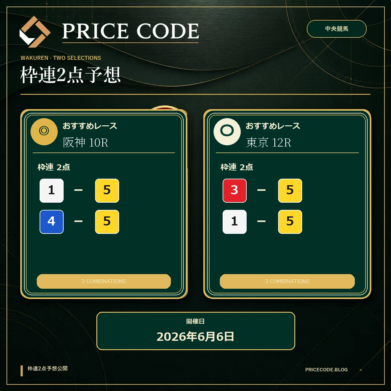 枠連２点６月６日