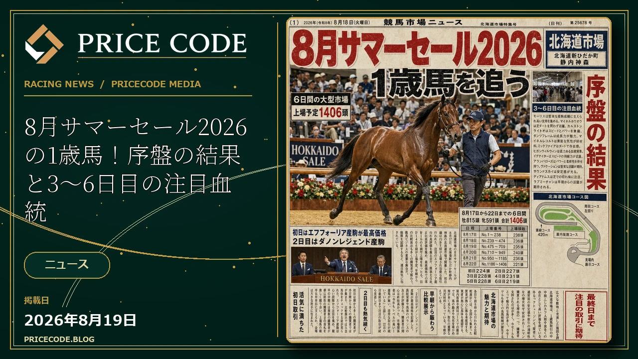 8月サマーセール2026の1歳馬！序盤の結果と3～6日目の注目血統