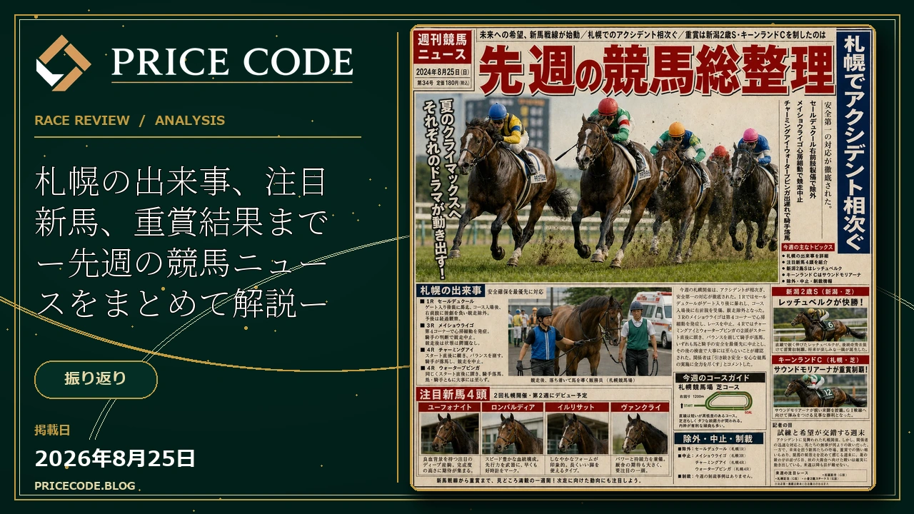 札幌の出来事、注目新馬、重賞結果までー先週の競馬ニュースをまとめて解説ー