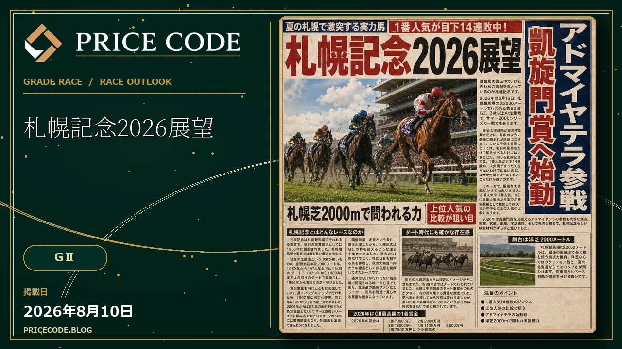 札幌記念2026展望｜1番人気14連敗の夏決戦、アドマイヤテラと洋芝2000mの攻略ポイント