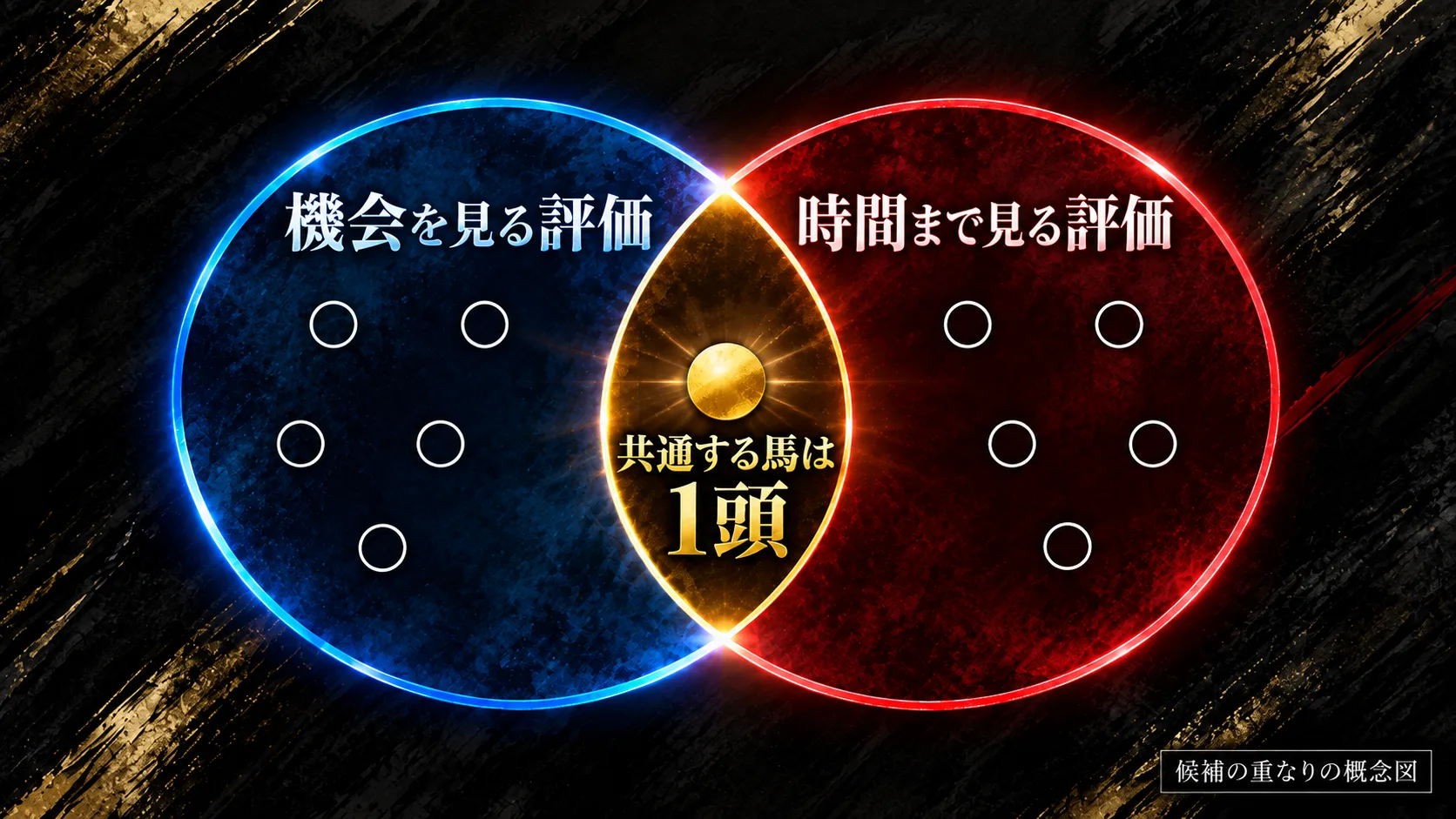 二つの評価が出した候補のうち、重なった領域に1頭だけが残る概念図。