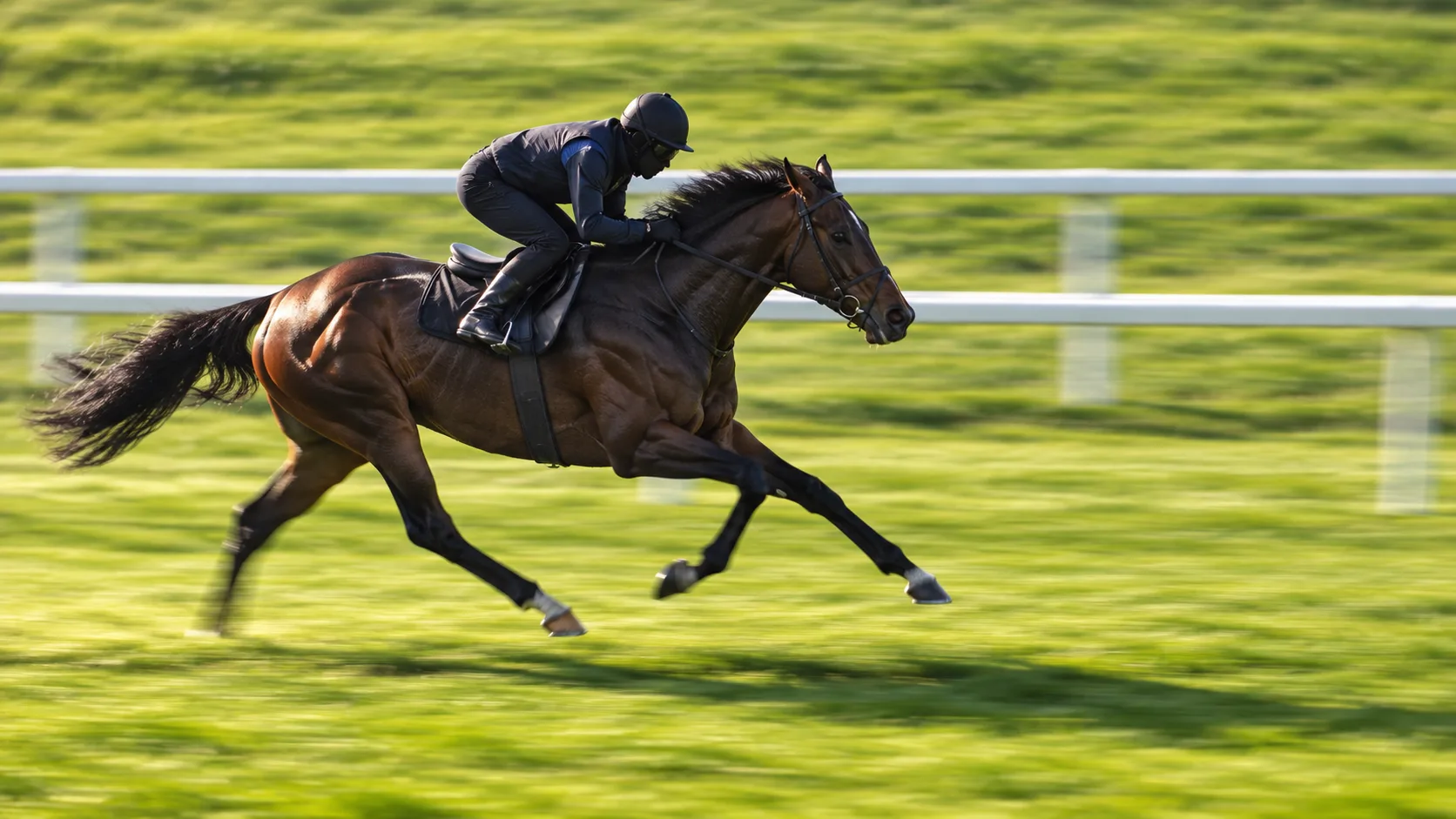 エセルフリーダの成長と勢いを表す、芝の上を伸びやかに走る馬のイメージ