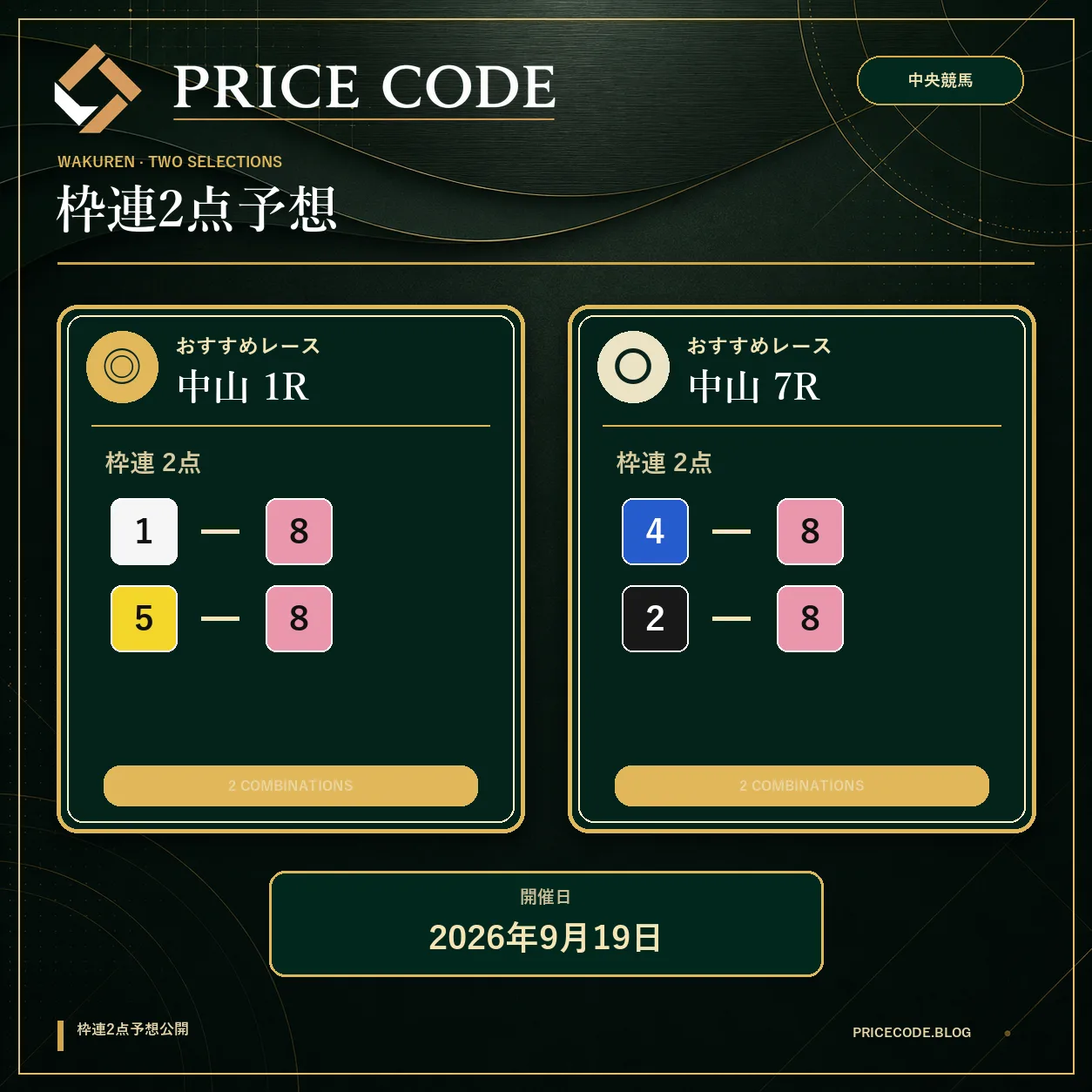 枠連2点9月19日