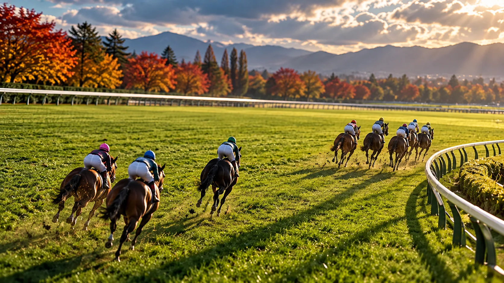 先行する馬と控えて追走する馬の間隔を見渡す、展開考察用のイメージ