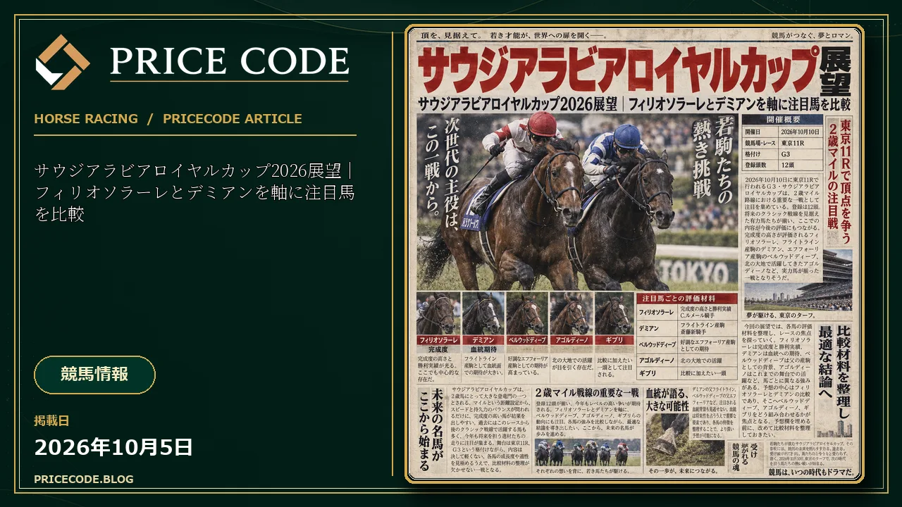サウジアラビアロイヤルカップ2026展望|フィリオソラーレとデミアンを軸に注目馬を比較