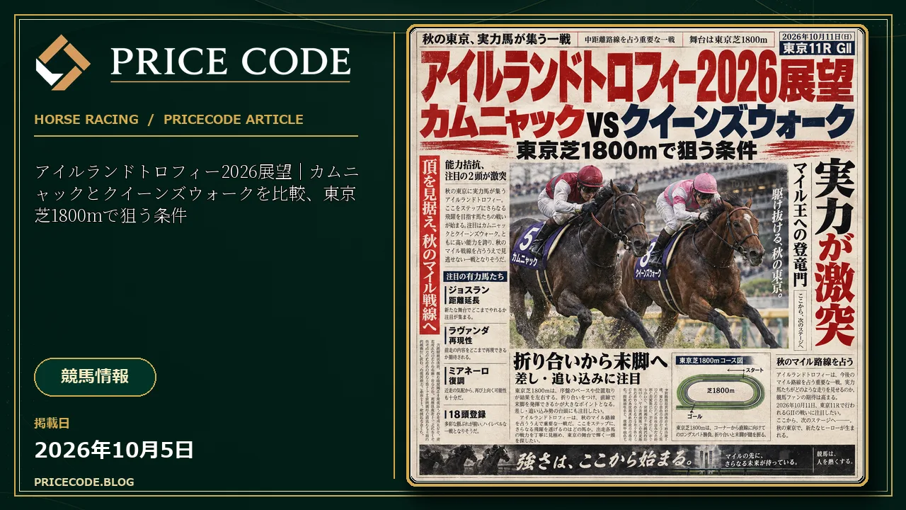 アイルランドトロフィー2026展望|カムニャックとクイーンズウォークを比較、東京芝1800mで狙う条件