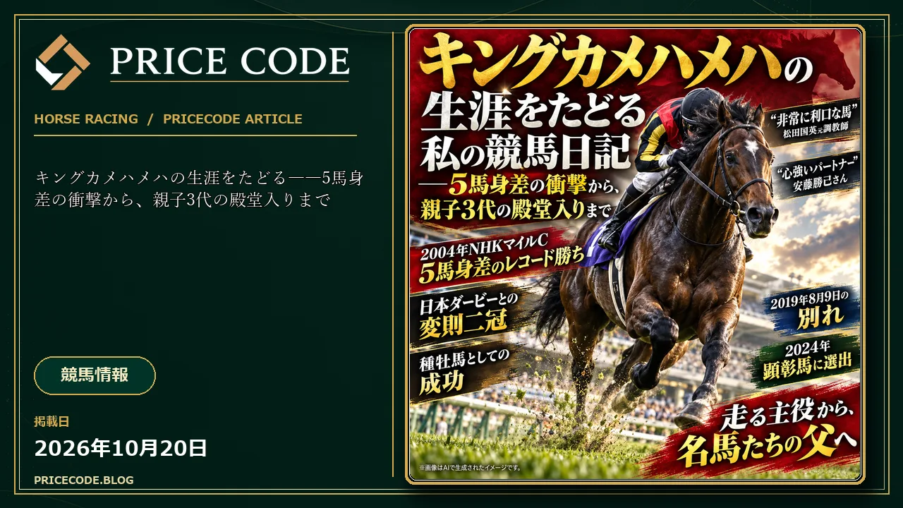 キングカメハメハの生涯をたどる私の競馬日記――5馬身差の衝撃から、親子3代の殿堂入りまで