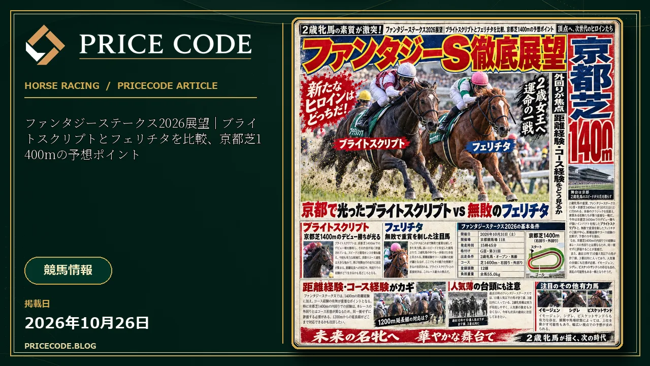 ファンタジーステークス2026展望|ブライトスクリプトとフェリチタを比較、京都芝1400mの予想ポイント