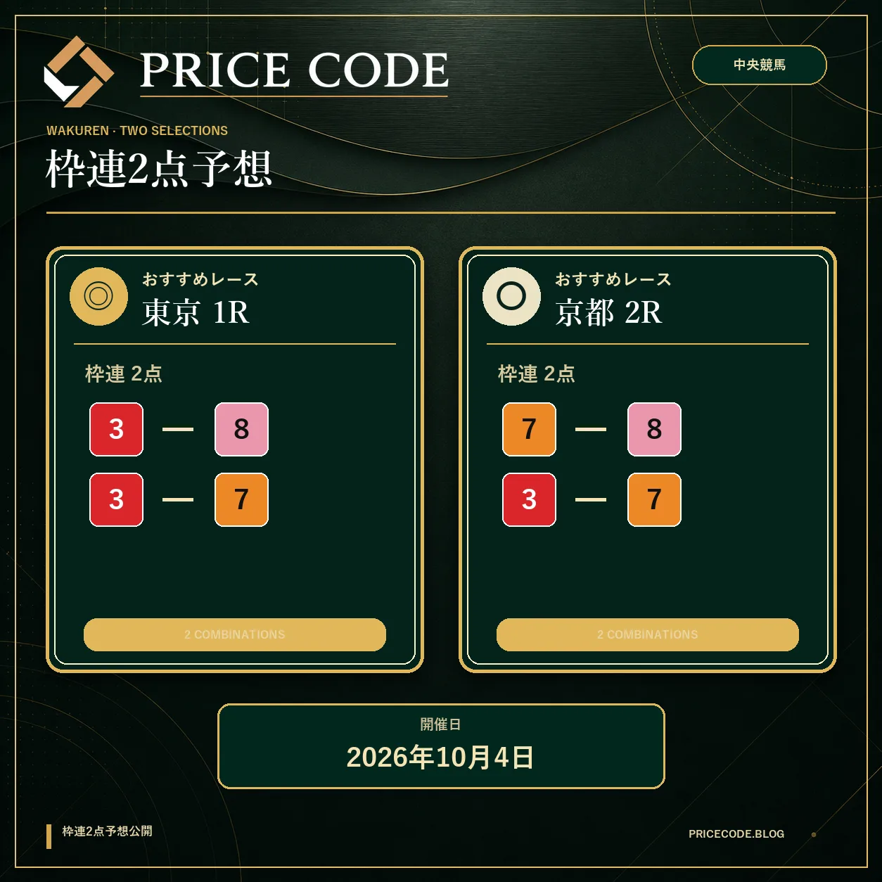 枠連2点10月4日