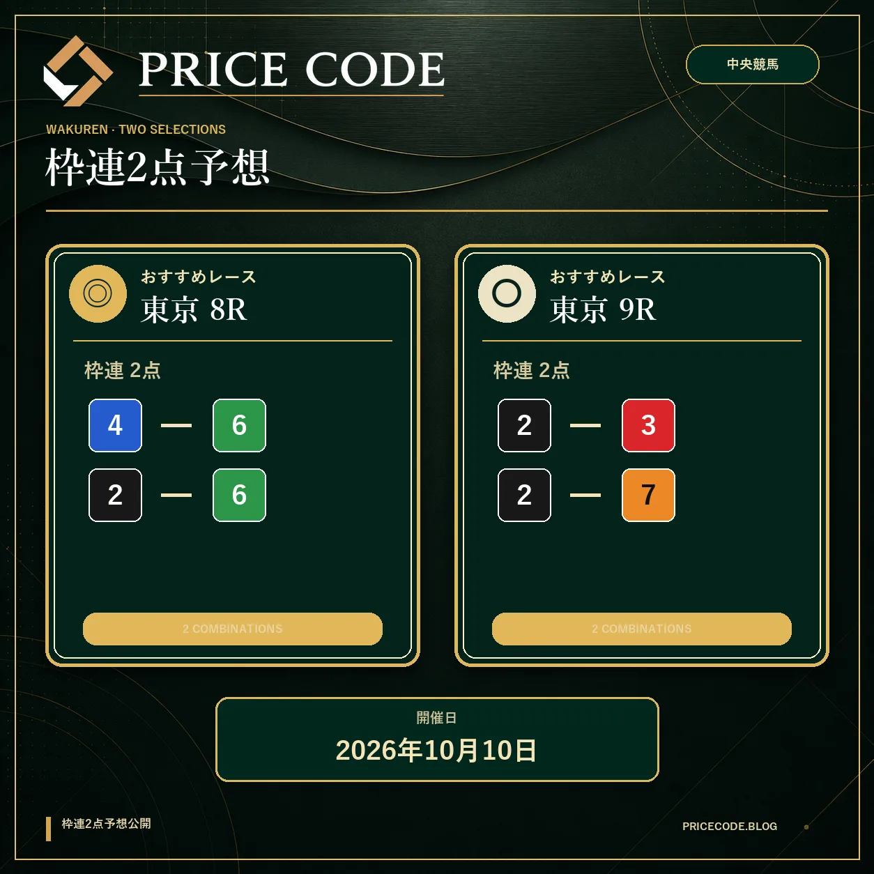 枠連2点10月10日