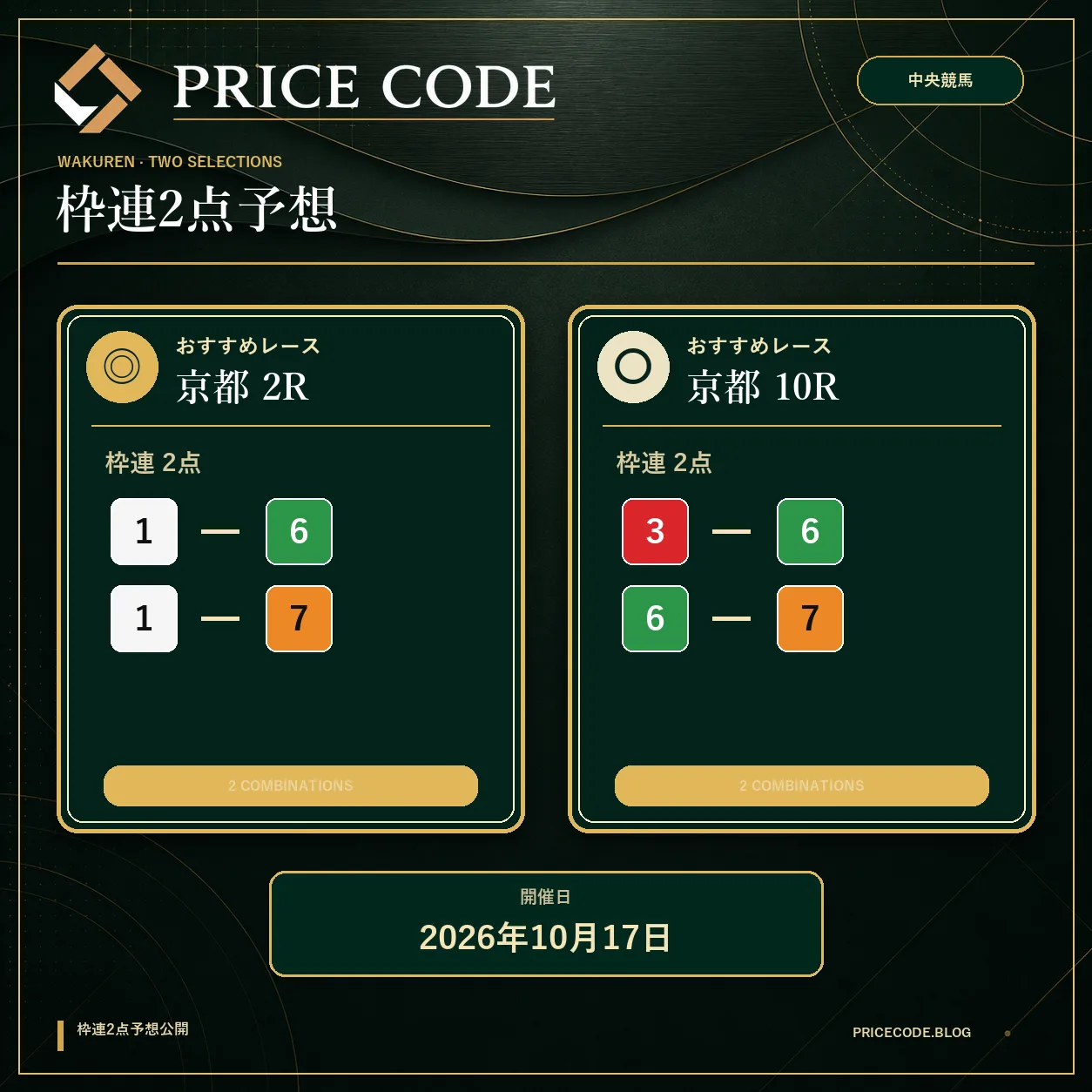 枠連2点10月17日