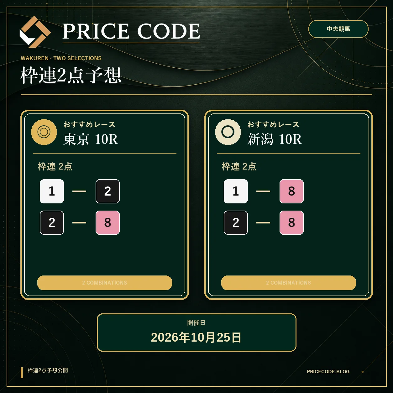 枠連２点１０月２５日